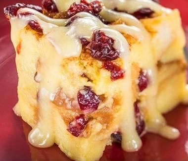 Orange Cranberry Bread Pudding With Vanilla Sauce