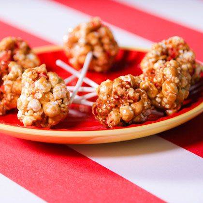 Peanut Butter and Jelly Popcorn Balls