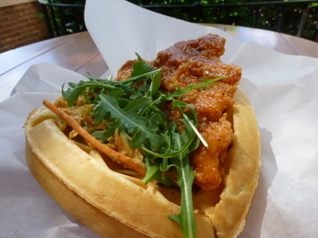 Sweet and Spicy Chicken Waffle Sandwich