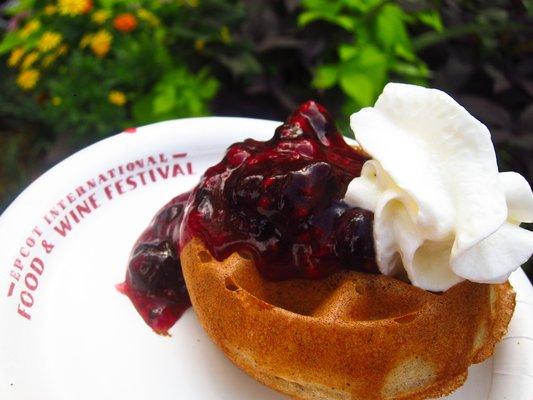 Belgian Waffles With Berry Compote and Whipped Cream