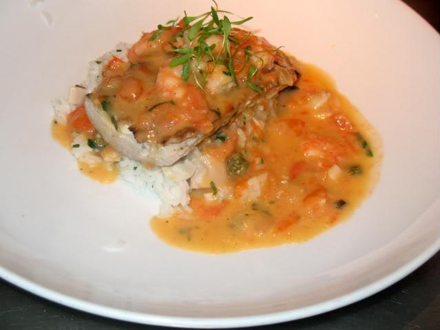 Grilled Mahi-Mahi with Rock Shrimp and a Coconut-Lime Sauce