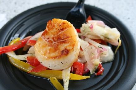 Seared Sea Scallops and Vegetable Slaw